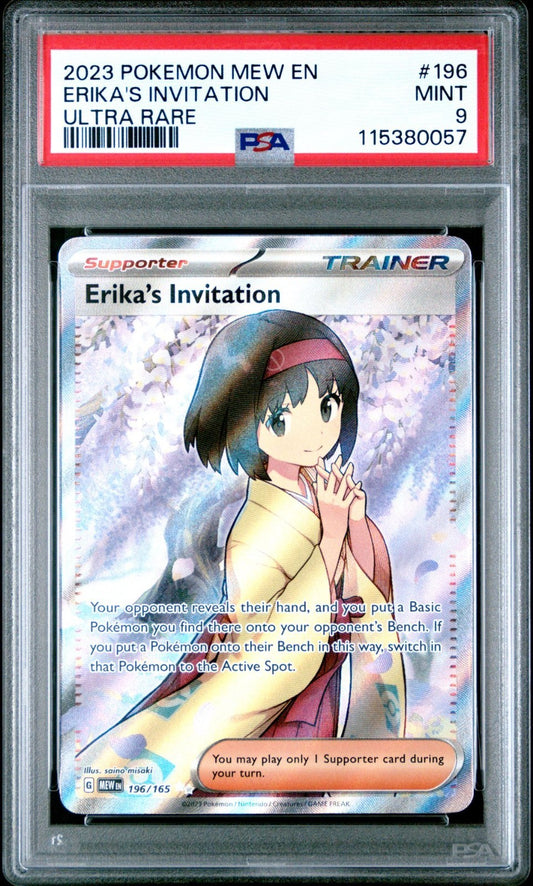 Erika's Invitation Pokemon Card 151 Ultra Rare Full Art 196/165 Mint PSA 9