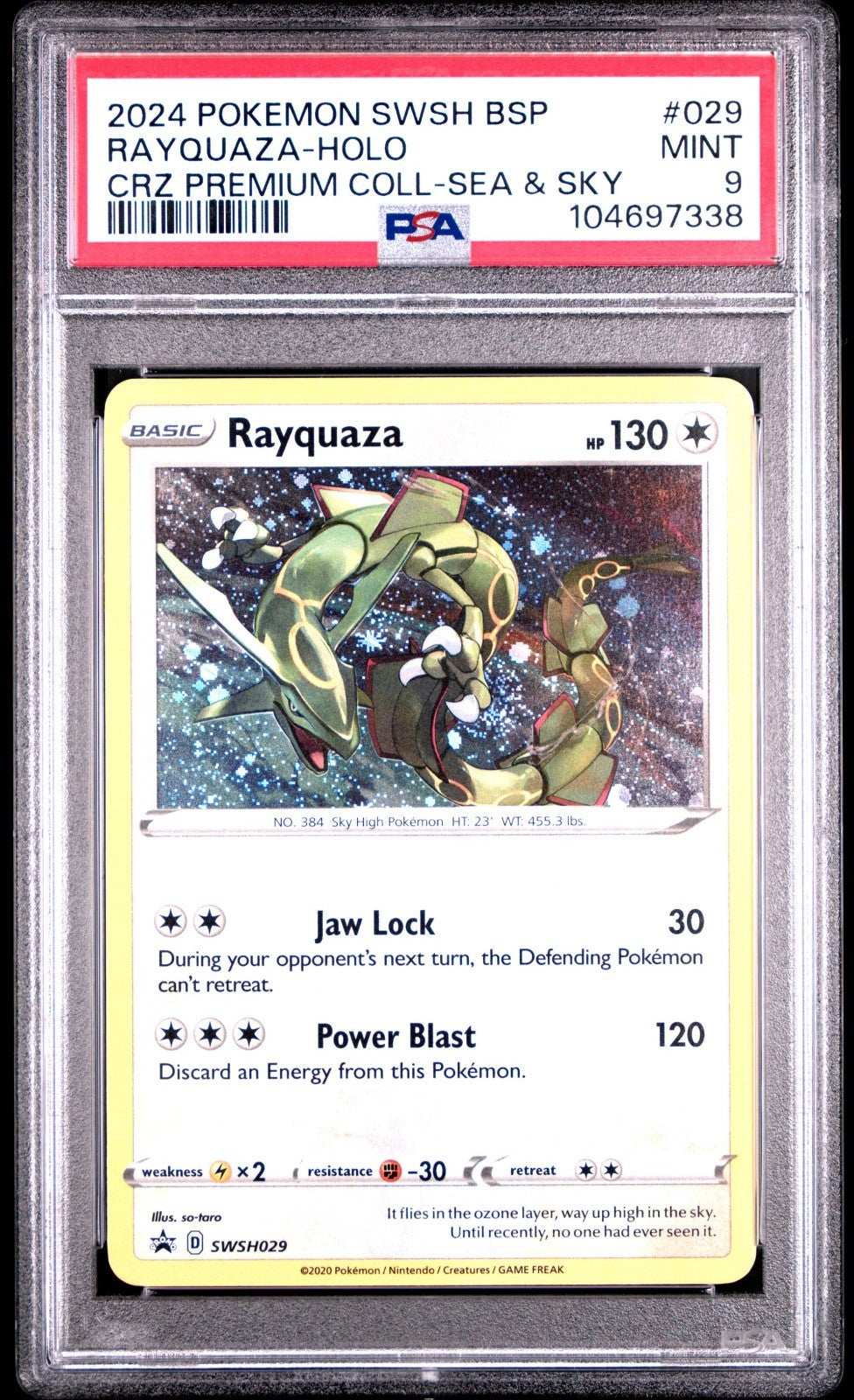 Pokemon PSA 9 Rayquaza SWSH029 Holo Rare Black Star Promo Sea Sky Crown Zenith