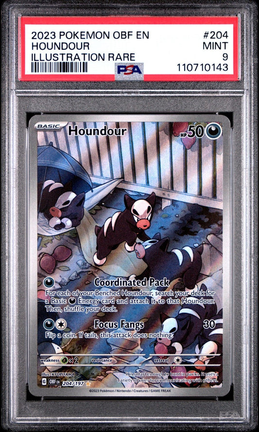 Houndour 204/197 Sv03: Obsidian Flames Holo PSA 9