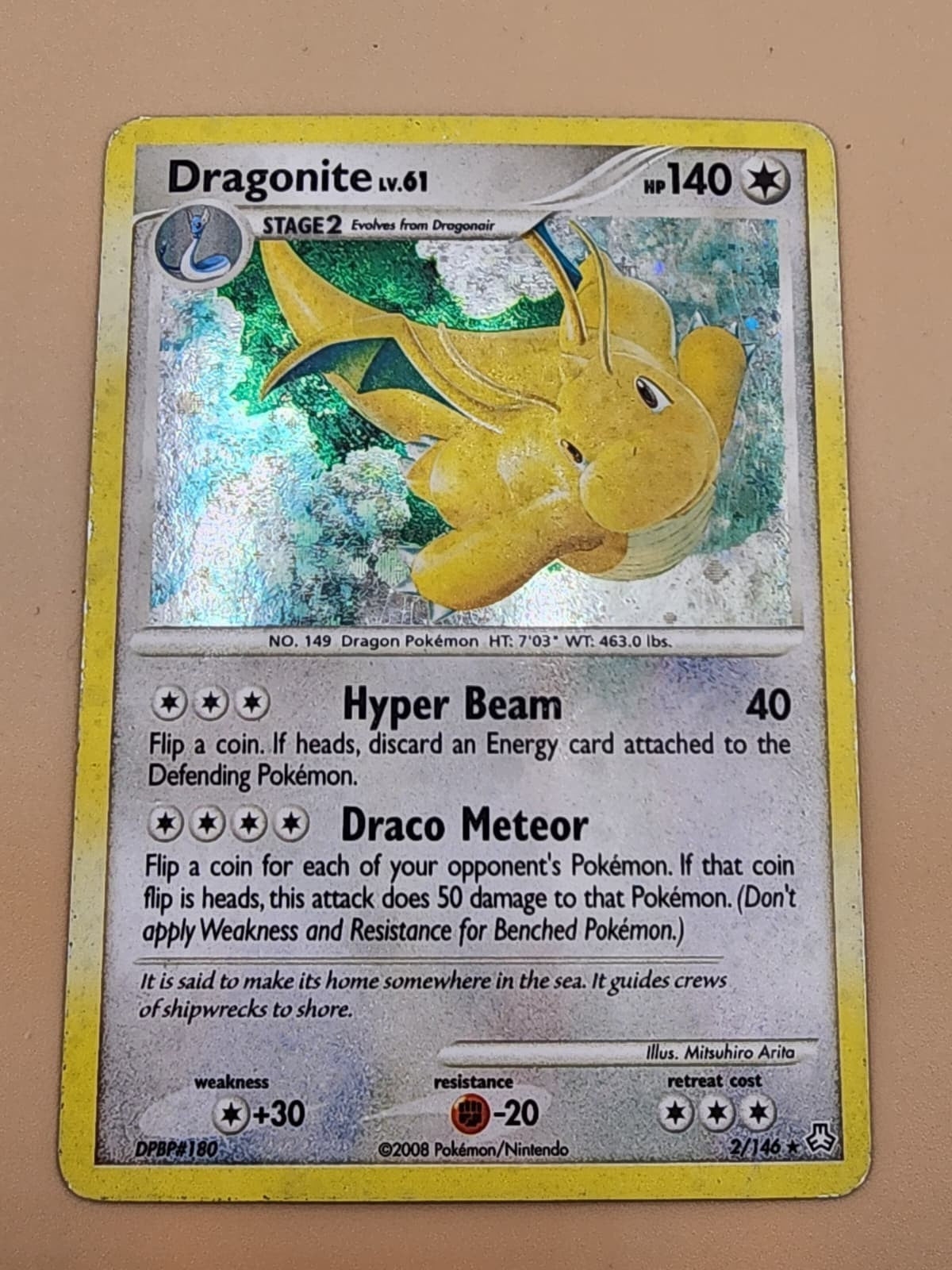 Dragonite 2/146 Legends Awakened Holo Heavily Played (HP)