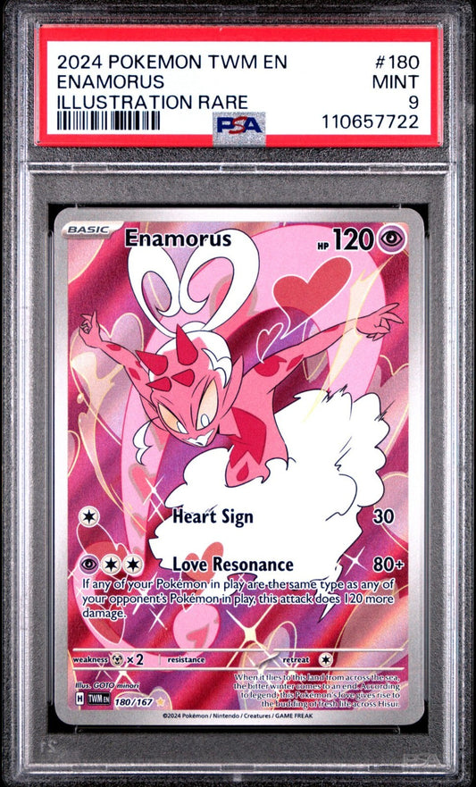 2024 POKEMON TWM EN-TWILIGHT MASQUERADE ILLUSTRATION RARE #180 ENAMORUS PSA 9
