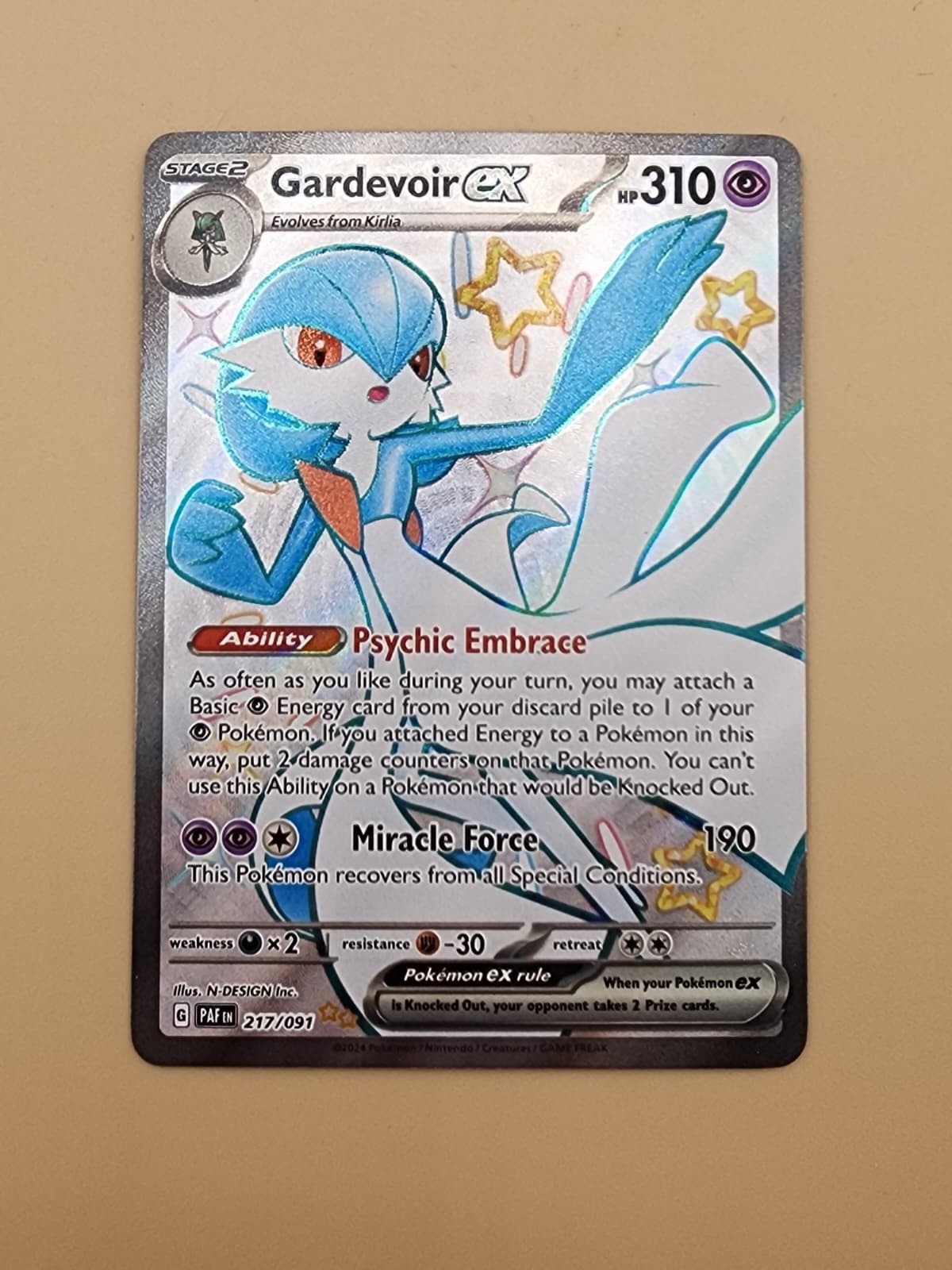 Gardevoir ex 217/091 SV: Paldean Fates Holo Lightly Played (LP)