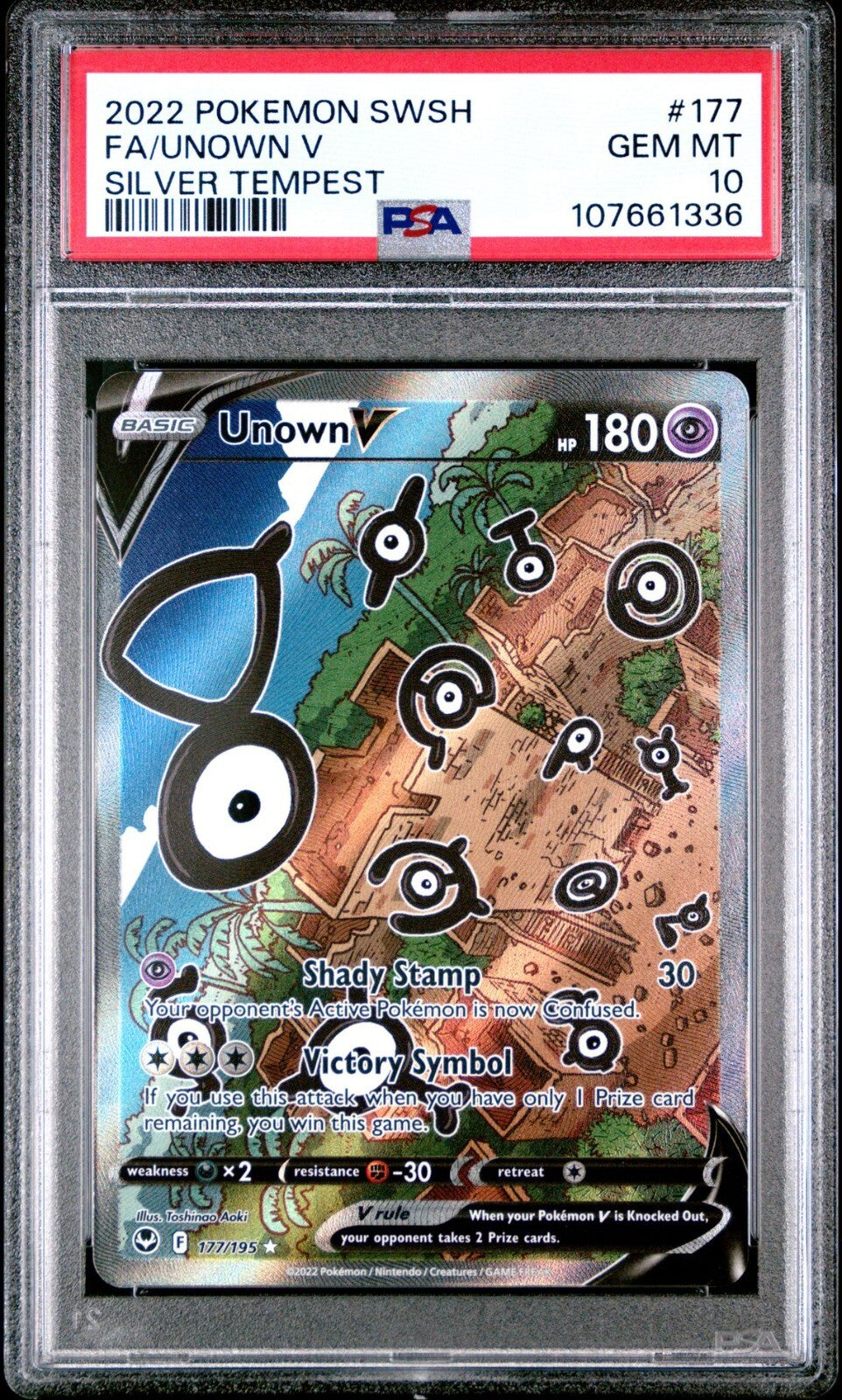 2022 POKEMON SWORD & SHIELD SILVER TEMPEST 177 FULL ART/UNOWN V PSA 10