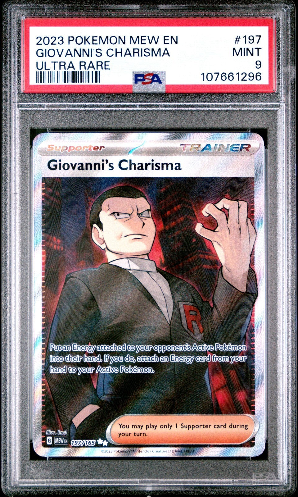 Giovanni's Charisma 197/165 Sv: Scarlet & Violet 151 Holo Trainer Full Art Psa 9