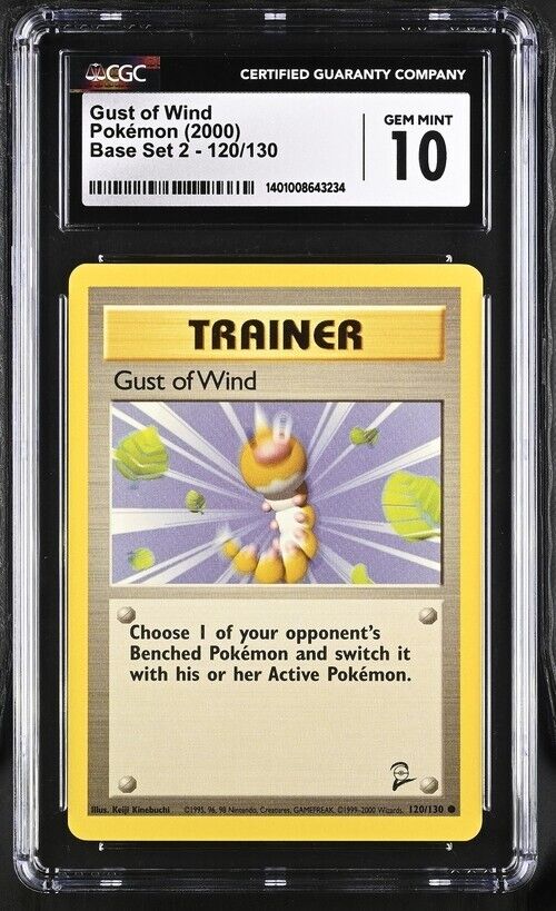 CGC 10 GEM MINT Gust of Wind 120/130 Base Set 2 2000 Pokemon Card