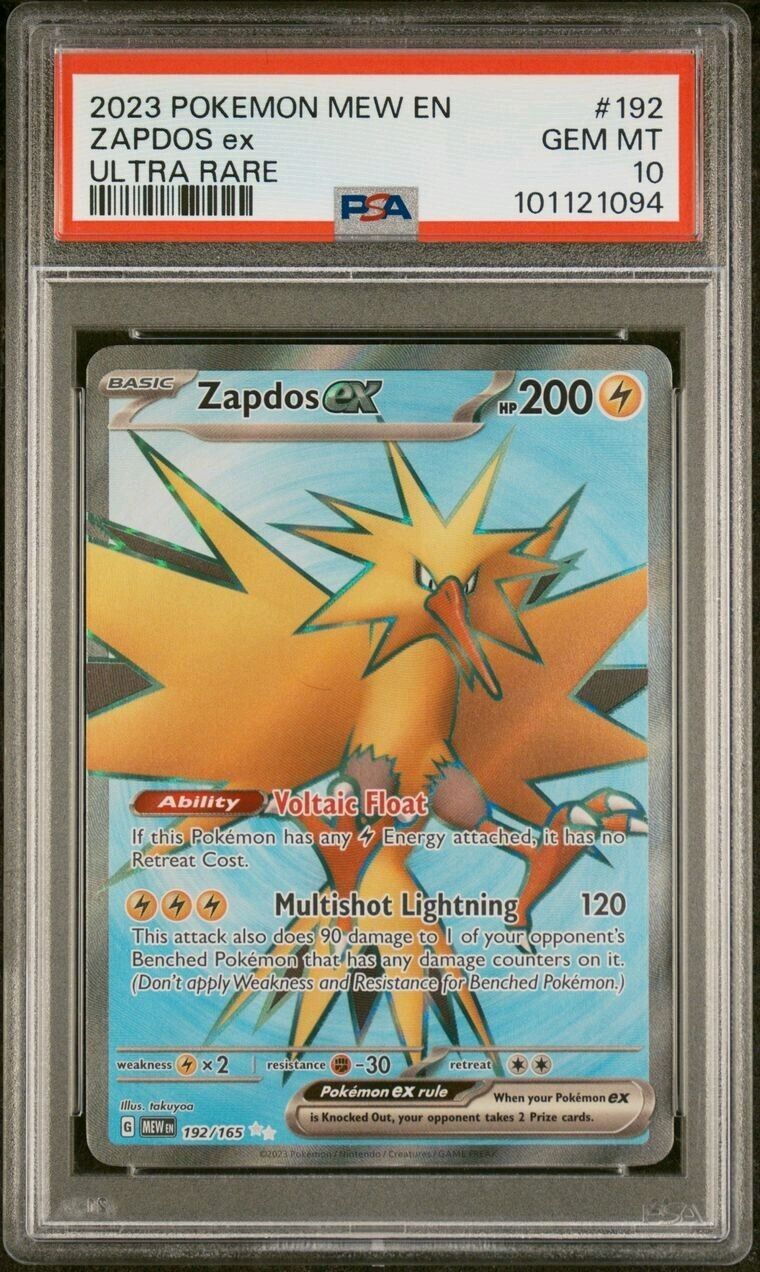 PSA 10 Pokemon TCG Scarlet & Violet 151 ZAPDOS EX Ultra Rare 192/165 Full Art