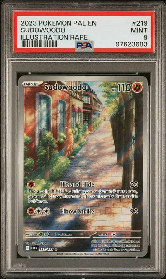 2023 POKEMON PAL EN-PALDEA EVOLVED ILLUSTRATION RARE #219 SUDOWOODO PSA 9