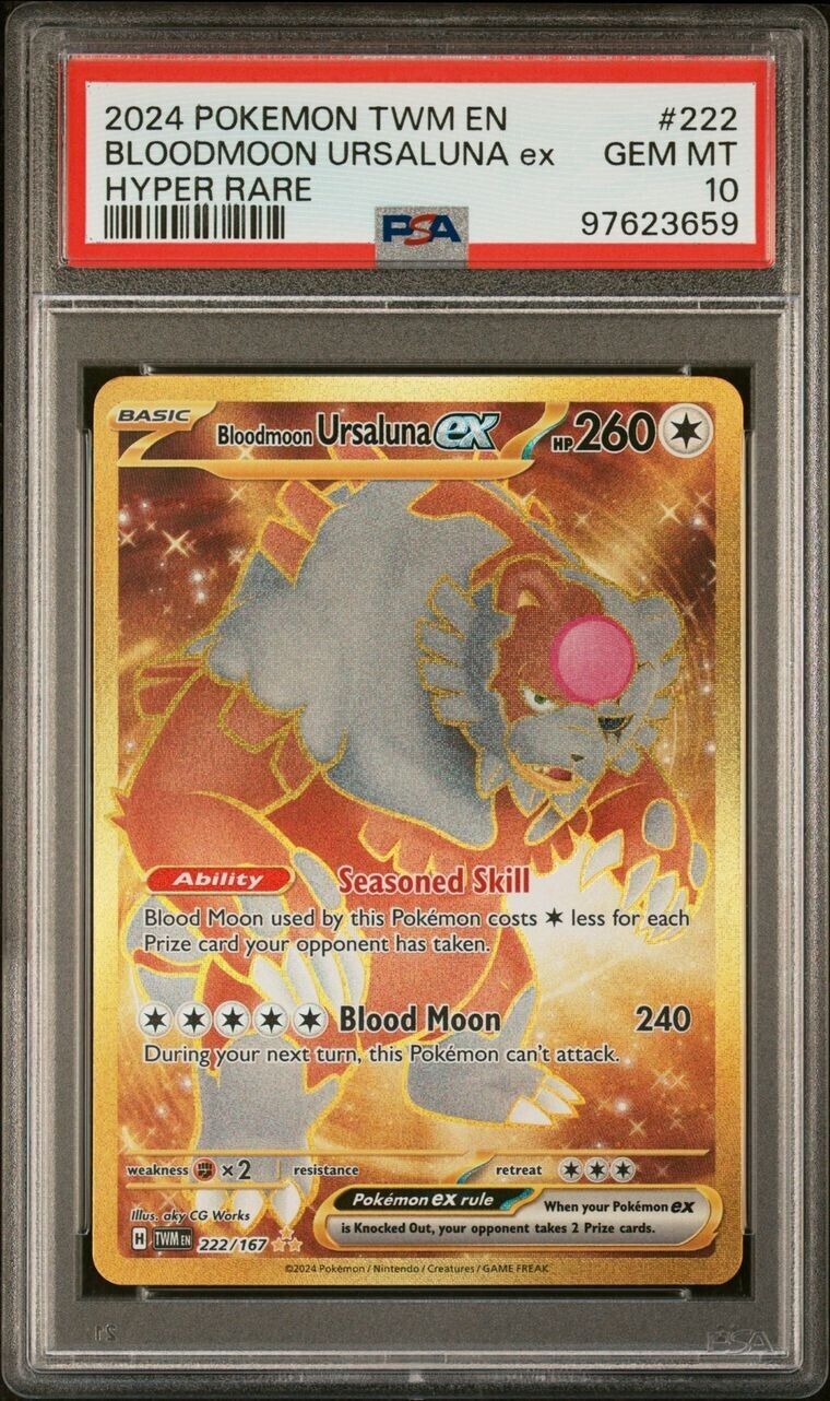 Bloodmoon Ursaluna EX 222/167 Gold Twilight Masquerade Pokémon Gem Mint PSA 10