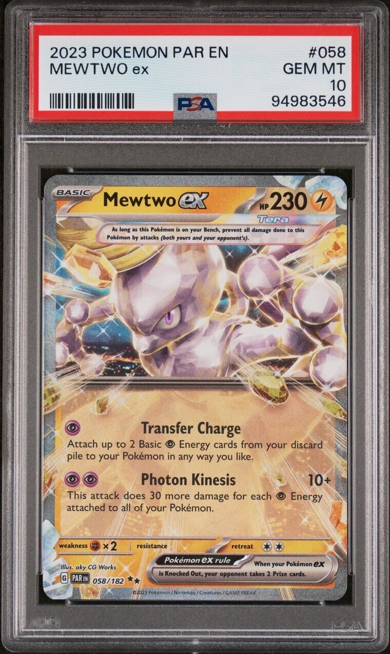 Mewtwo Ex 2023 Pokemon Paradox Rift PAR #058 PSA 10