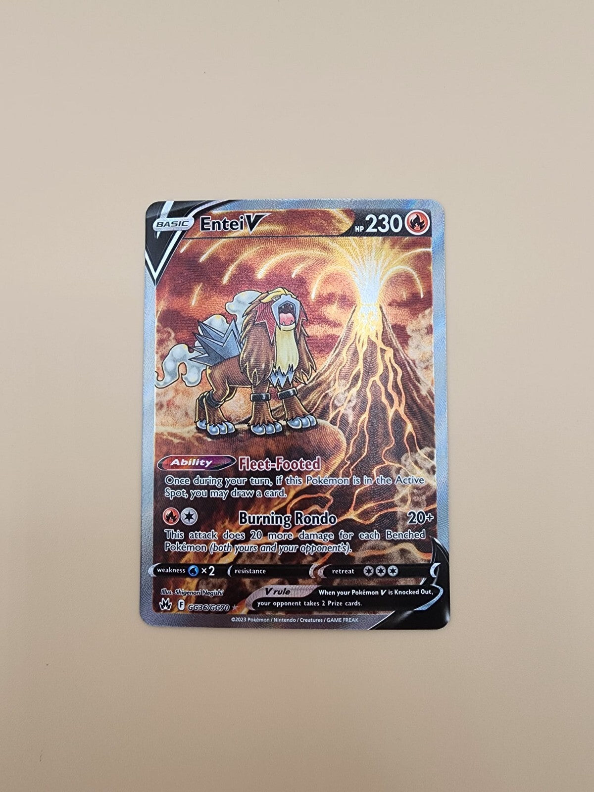 Entei V GG36/GG70 Crown Zenith: Galarian Gallery Holo Near Mint (NM)