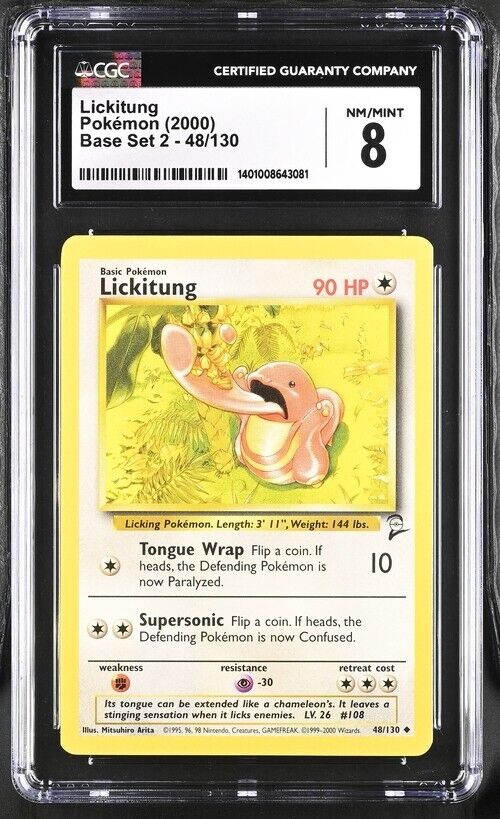 Pokémon Lickitung #48 Base Set 2 2000 - CGC 8