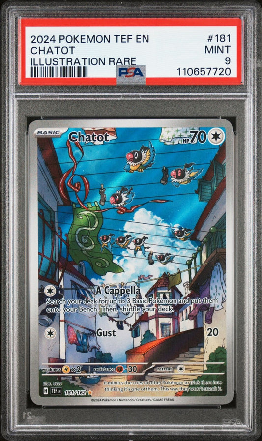 (PSA 9 MINT) Chatot 181/162 Sv05: Temporal Forces Holo