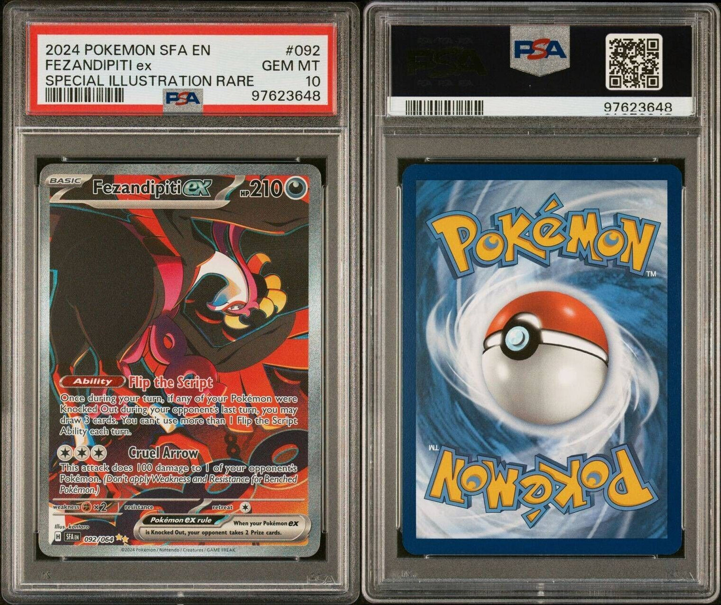 Pokemon TCG Fezandipiti ex 092/064 SIR Shrouded Fable PSA 10 Gem Mint