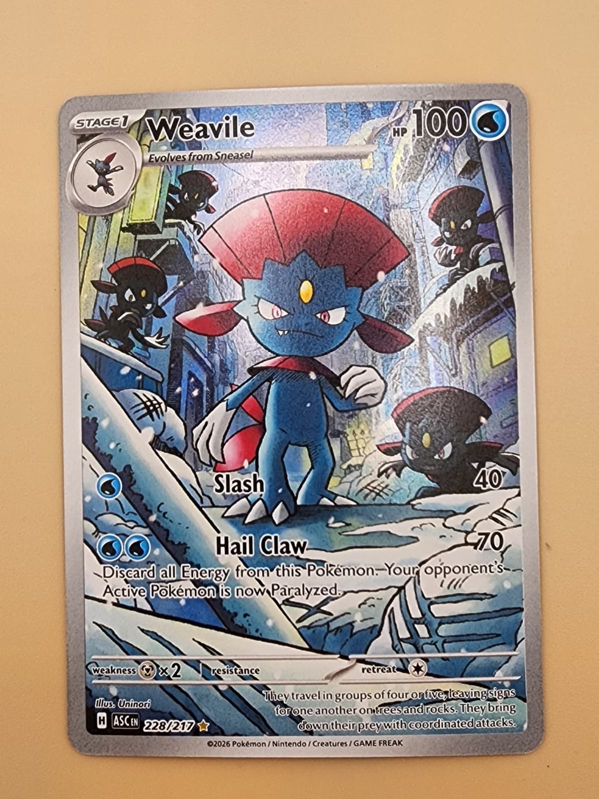 Weavile 228/217 Me: Ascended Heroes Holo Near Mint (NM)