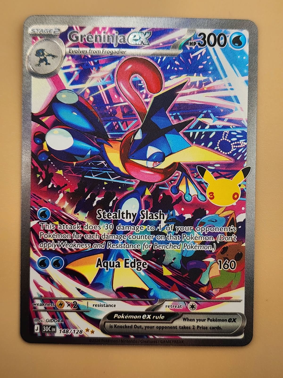 Greninja ex 148/128 Me: 30th Celebration Holo Near Mint NM