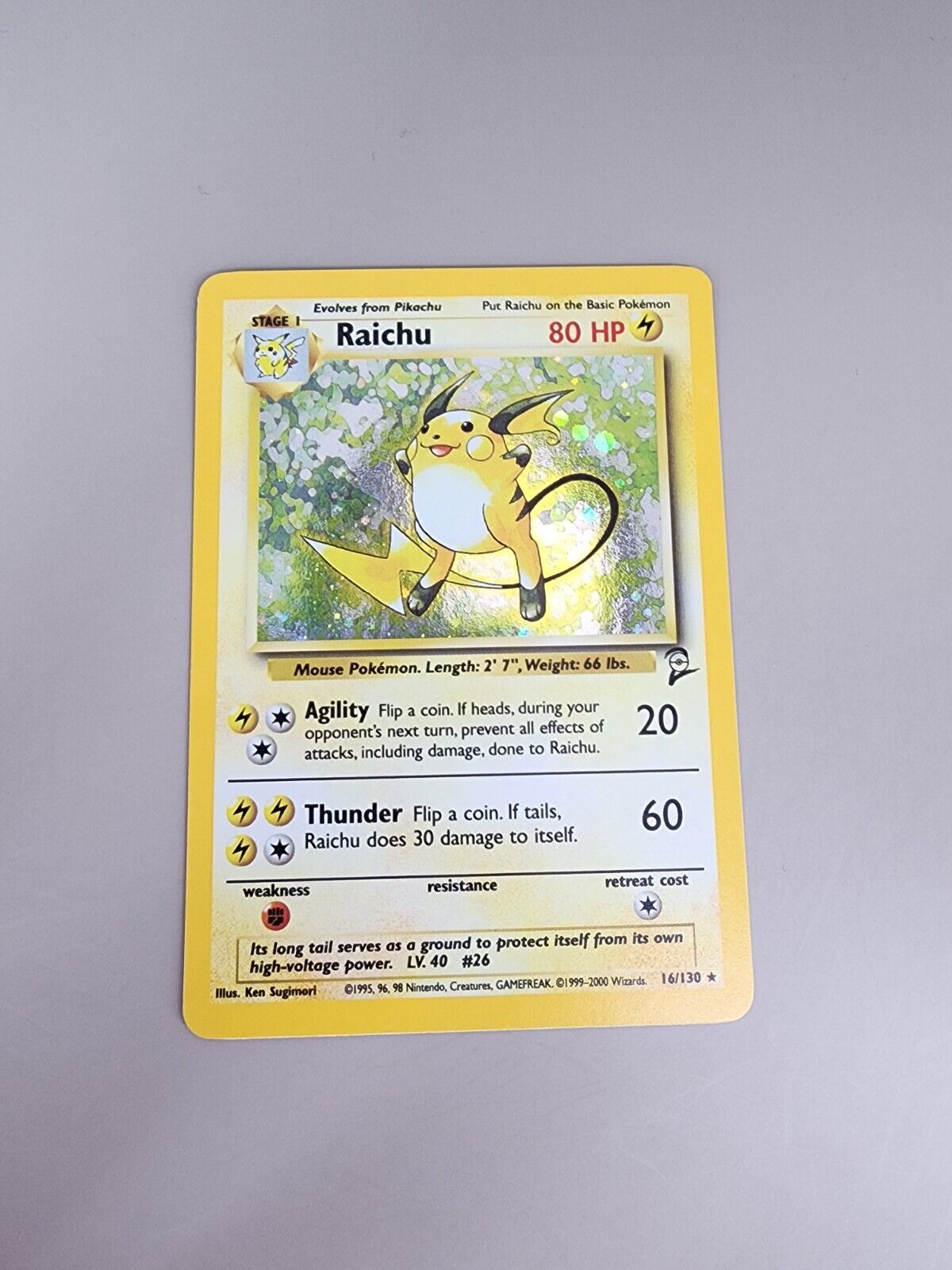 Pokémon TCG Raichu Base Set 2 16/130 Holo Unlimited Holo Rare