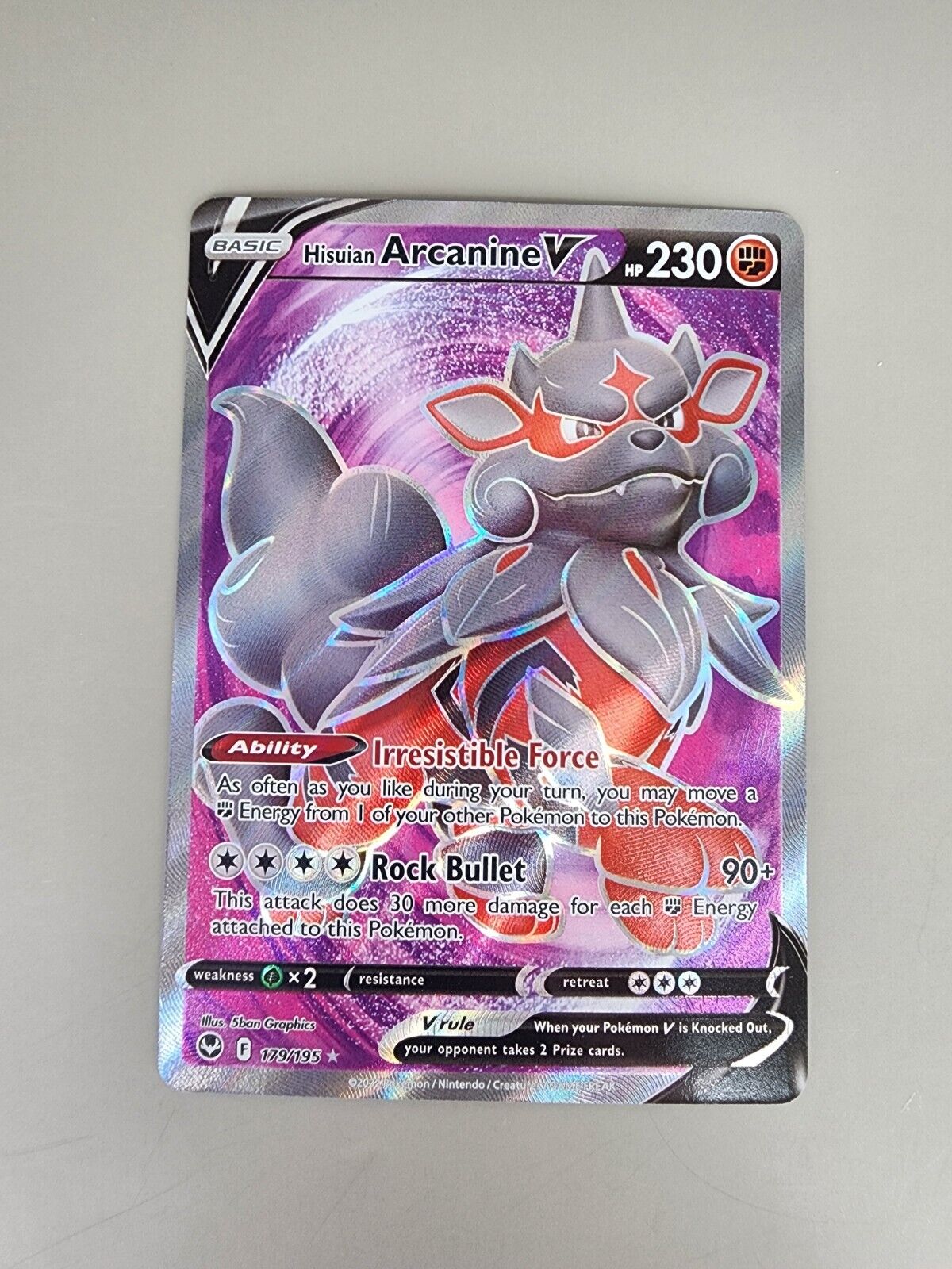 Pokémon TCG Hisuian Arcanine V (Full Art) Sword & Shield - Silver Tempest...