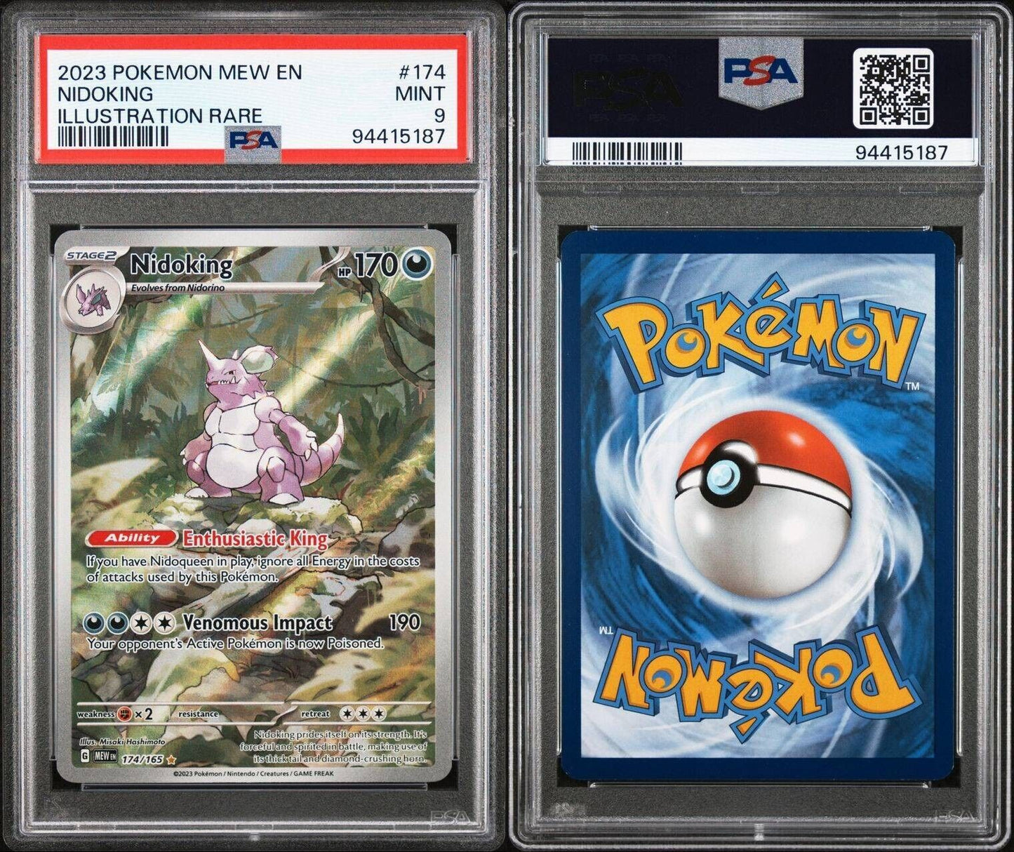 Pokémon TCG Nidoking Scarlet & Violet-151 174/165 Holo Illustration Rare PSA 9