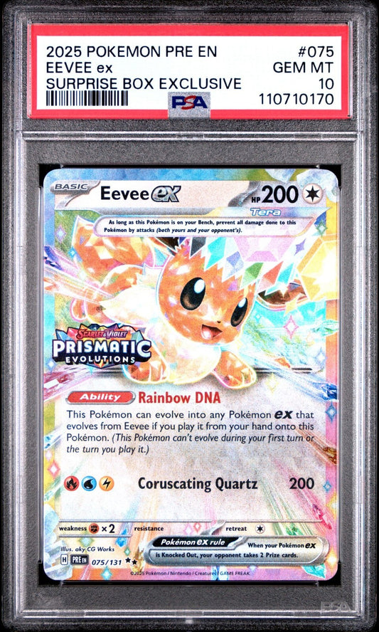 PSA 10 Eevee ex 075/131 Ultra Rare Holo Prismatic Evolutions PRE Pokemon Card