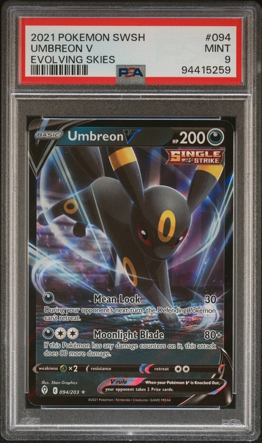 2021 POKEMON SWORD & SHIELD EVOLVING SKIES #094 UMBREON V PSA 9