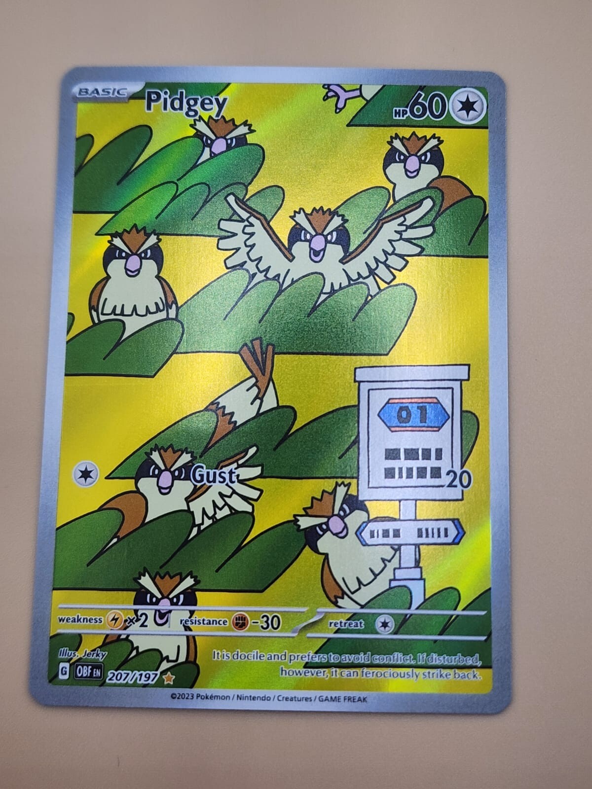 Pidgey 207/197 Sv03: Obsidian Flames Holo NM