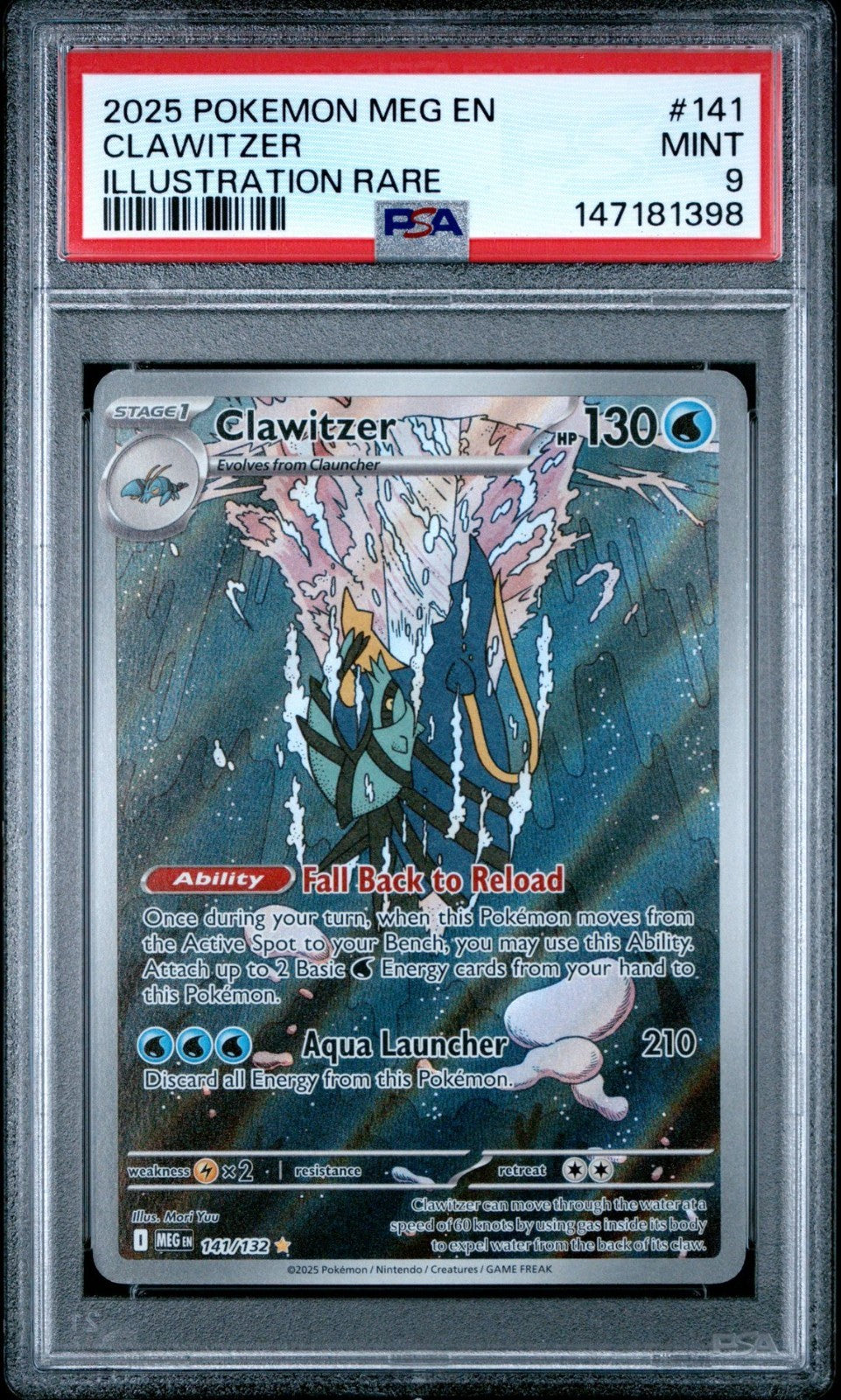 2025 POKEMON MEG EN-MEGA EVOLUTION ILLUSTRATION RARE #141 CLAWITZER PSA 9