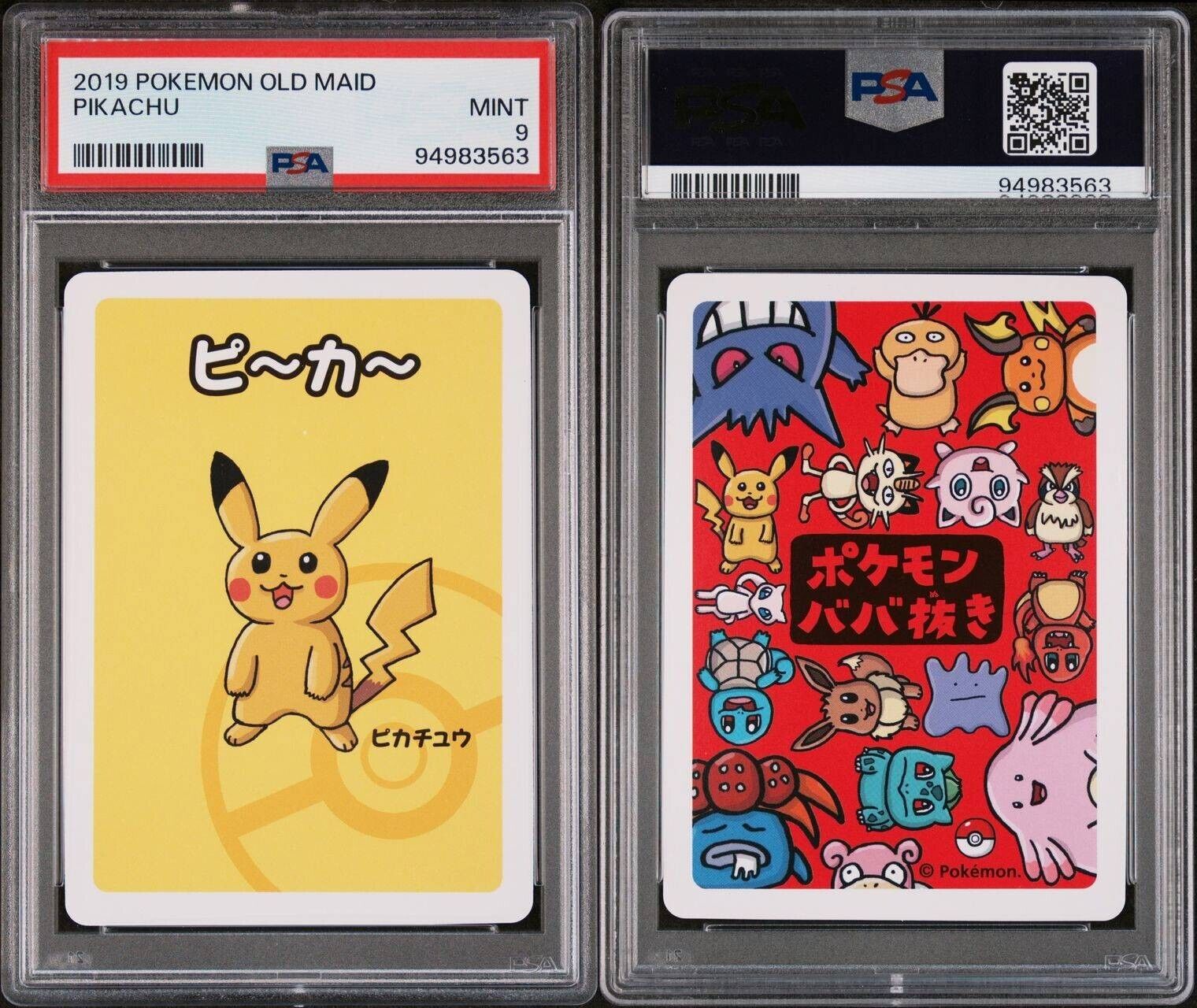 PSA 9 Pikachu Old Maid 2019 Red Back Promo Japanese Pokemon Card Mint