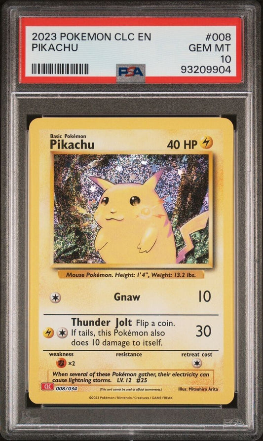 PSA 10 GEM MINT Pikachu Holo CLB 008/034 Pokemon Card Game Classic Collection