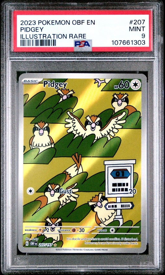 Pidgey 207/197 Sv03: Obsidian Flames Holo PSA 9