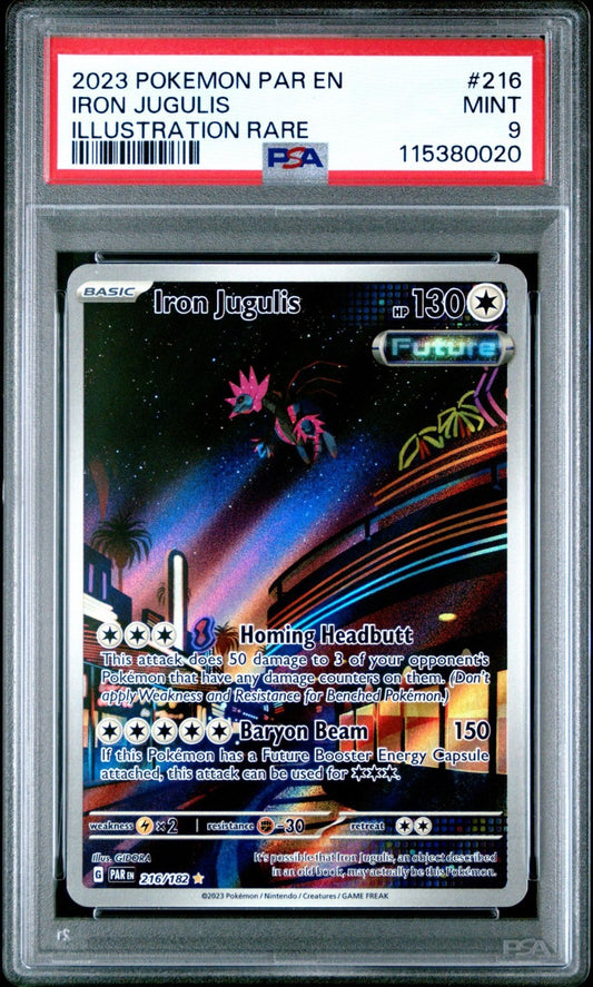2023 Pokemon Iron Jugulis 216/182 #216 Paradox Rift Illustration Rare PSA 9 Gem