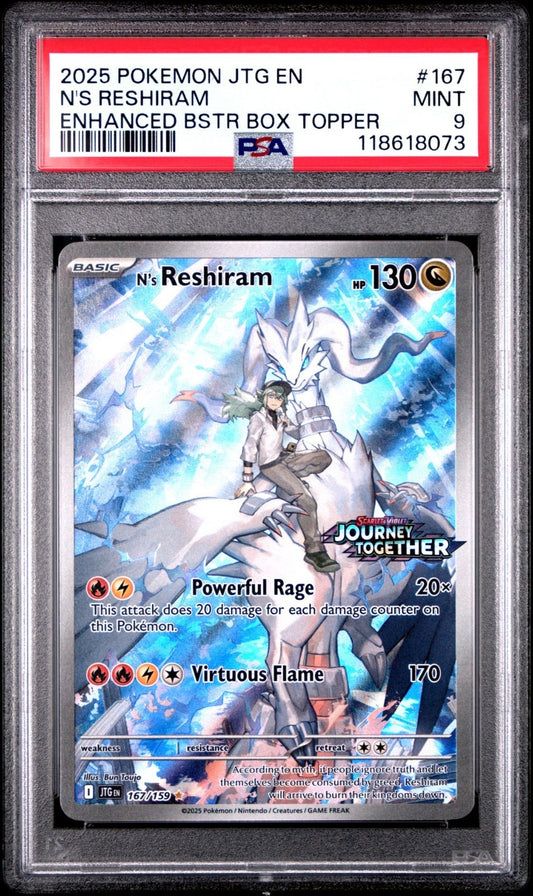 2025 Pokemon N's Reshiram 167 Jtg En Journey Together 2025 Enhanced Topper PSA 9