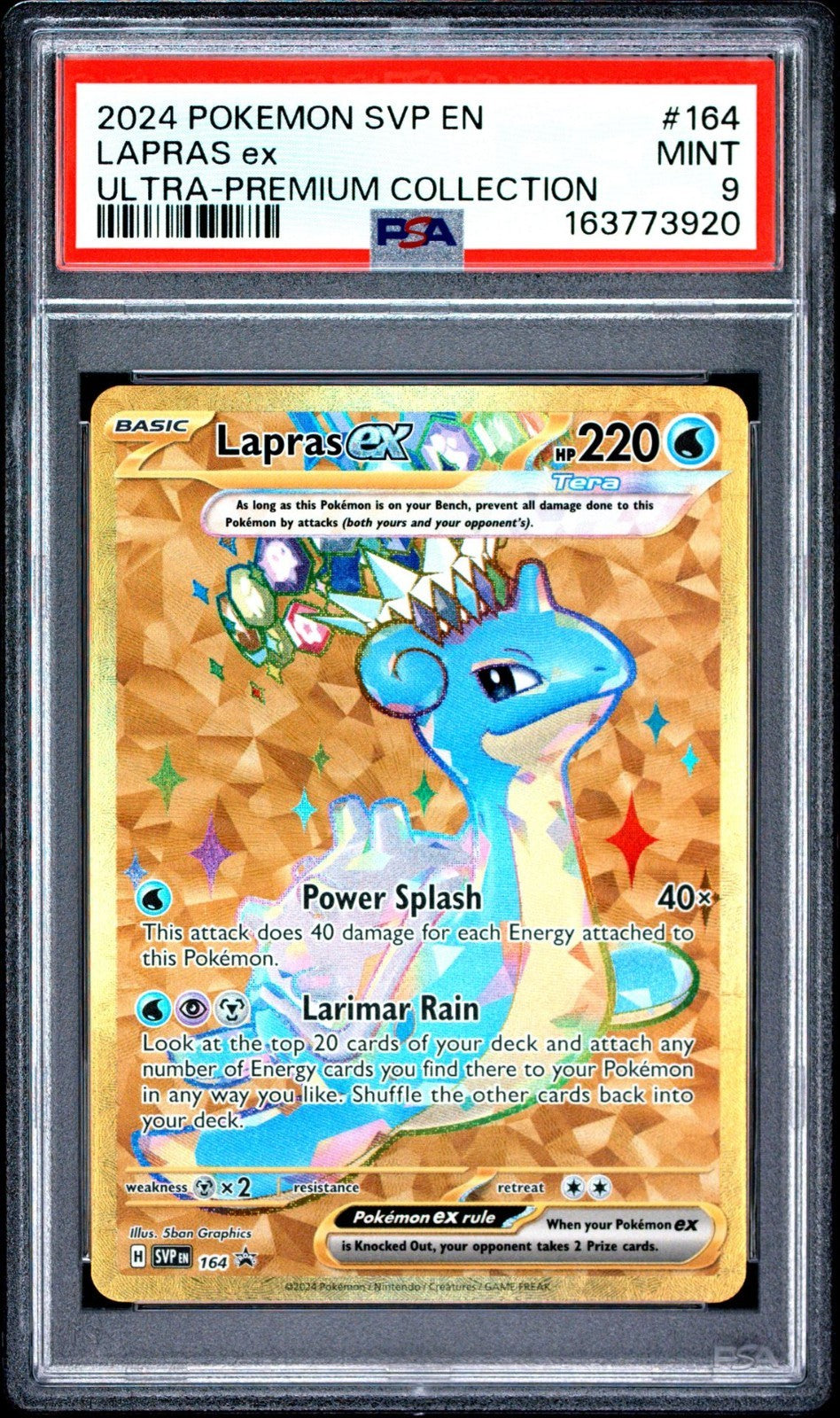 2024  SVP EN-SV BLACK STAR PROMO 164 LAPRAS EX  ULTRA-PREMIUM COLLECTION PSA 9