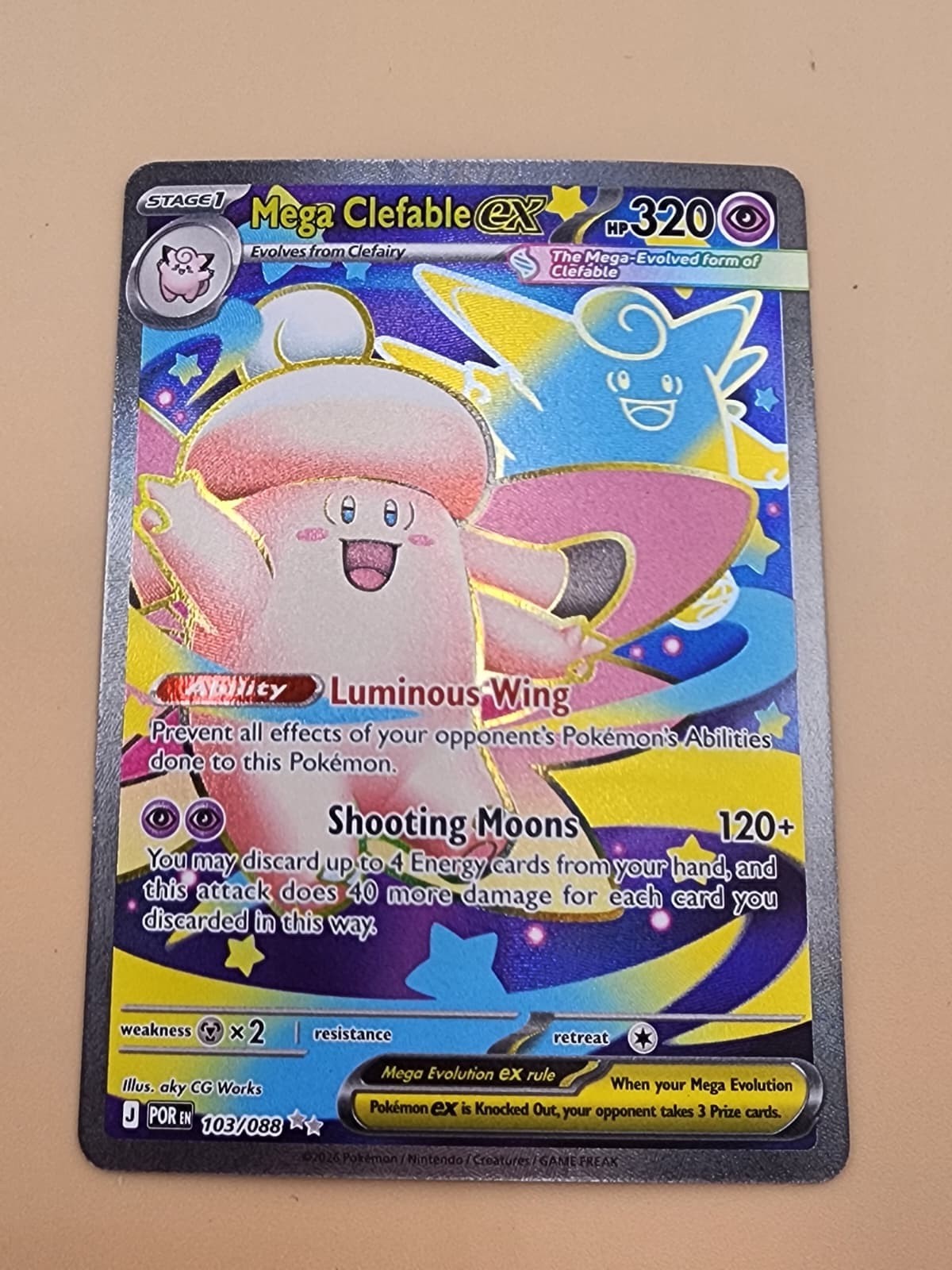 Mega Clefable ex 103/088 Me03: Perfect Order Holo Near Mint (NM)