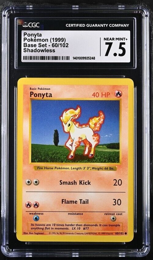 SHADOWLESS ~ HP~ Ponyta 1999 Pokemon Base Set 60/102