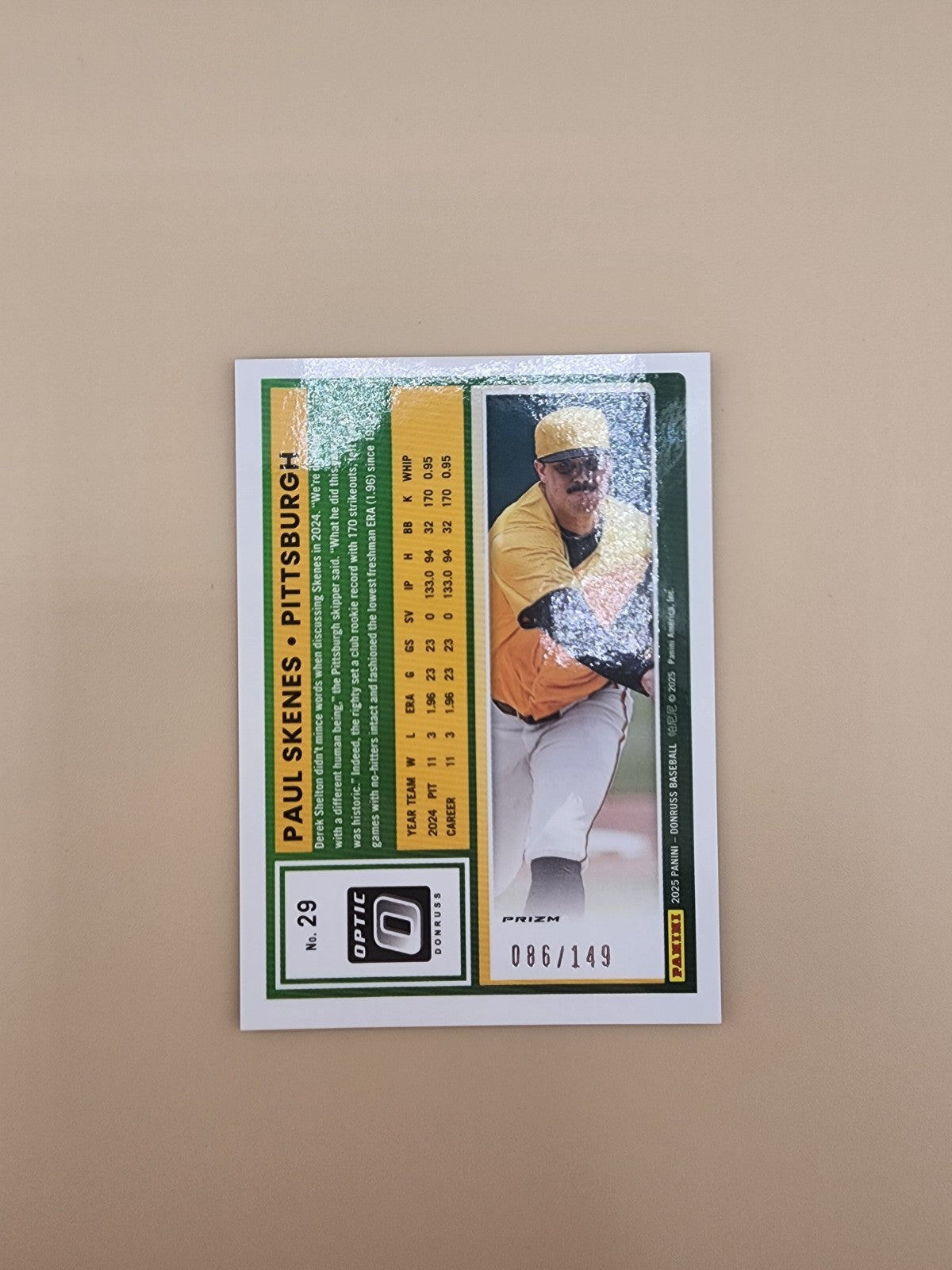 2025 Panini Donruss #29 Paul Skenes OPTIC BLACK CIRCLES PRIZM SP Color Match