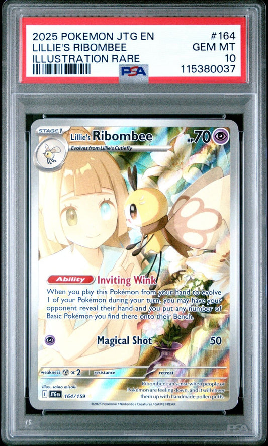 2025 POKEMON JTG EN LILLIE'S RIBOMBEE # 164 ILLUSTRATION RARE PSA 10