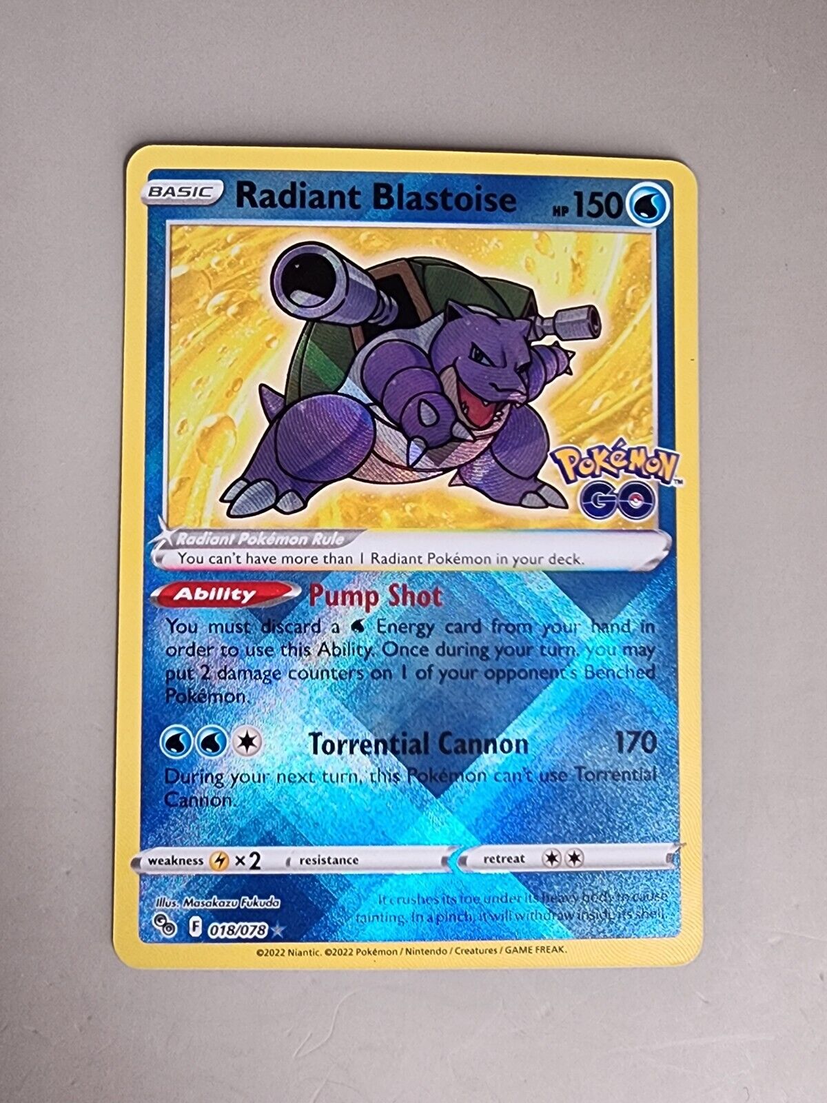 Radiant Blastoise 018/078 : Pokémon GO Holo NM