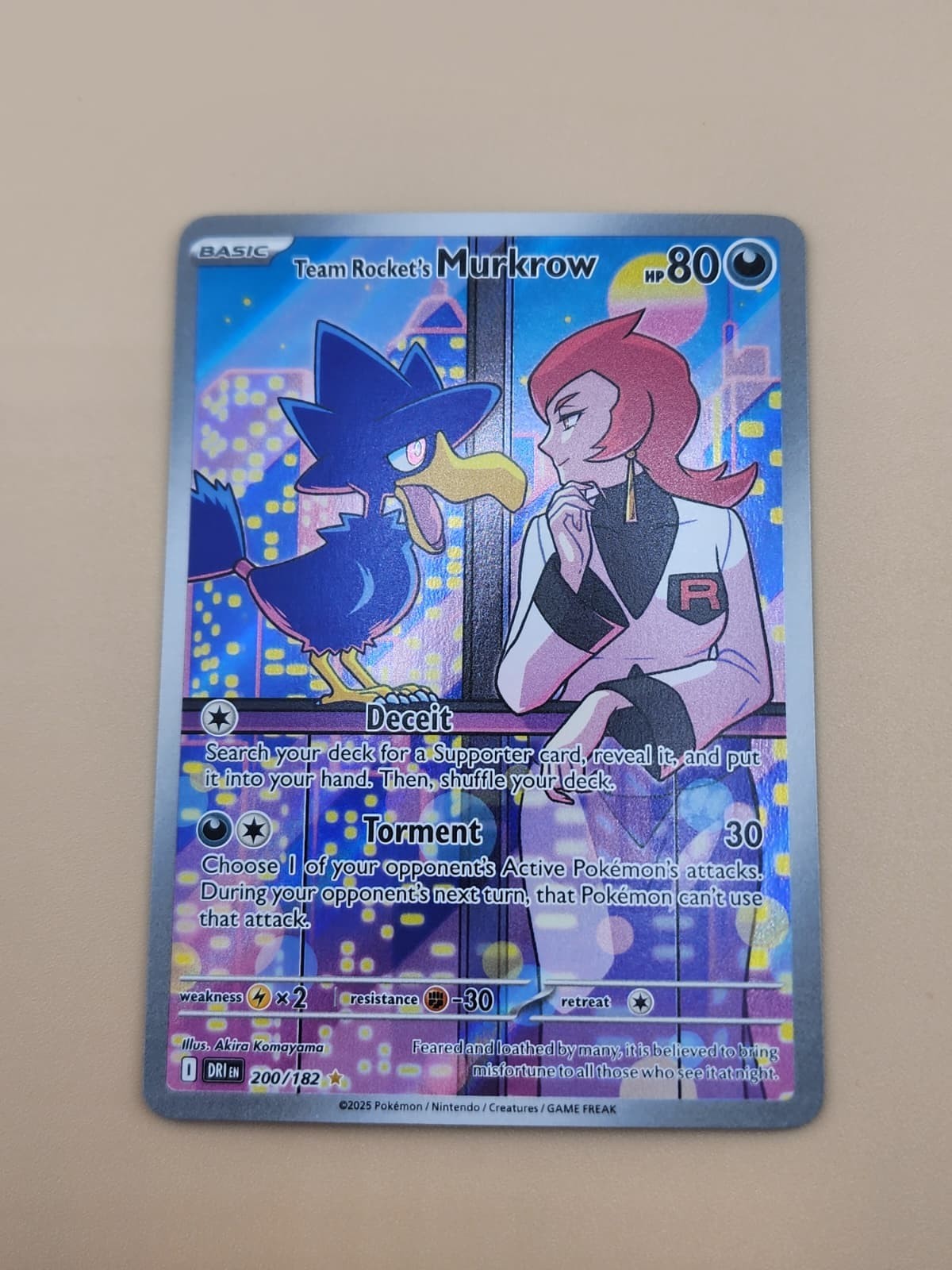 Team Rocket's Murkrow 200/182 Sv10: Destined Rivals Holo Near Mint (NM)