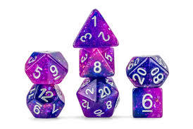 FanRoll 7 Dice Set 16mm "Greatest Hits" Eternal Purple/Blue box