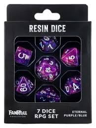 FanRoll 7 Dice Set 16mm "Greatest Hits" Eternal Purple/Blue box