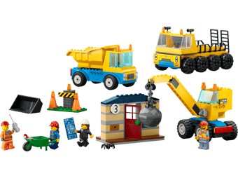 Construction Trucks and Wrecking Ball Crane 60391