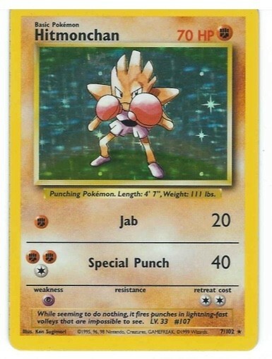 Hitmonchan 007/102 Base Set Holo Moderately Played MP