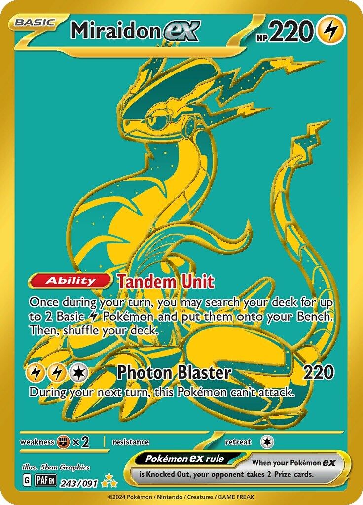 Miraidon ex 243/091 Sv: Paldean Fates Holo Near Mint (NM)