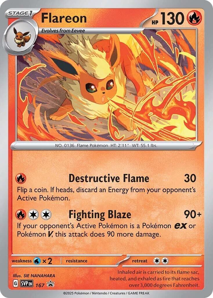 2025 POKEMON SVP EN-SV BLACK STAR PROMO 167 FLAREON PRISMATIC EVOLUTIONS PSA 8