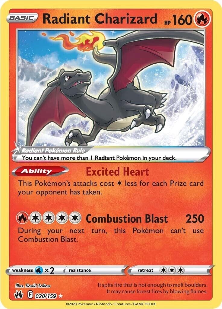 2023 POKEMON SWORD AND SHIELD CROWN ZENITH 020 RADIANT CHARIZARD PSA 9