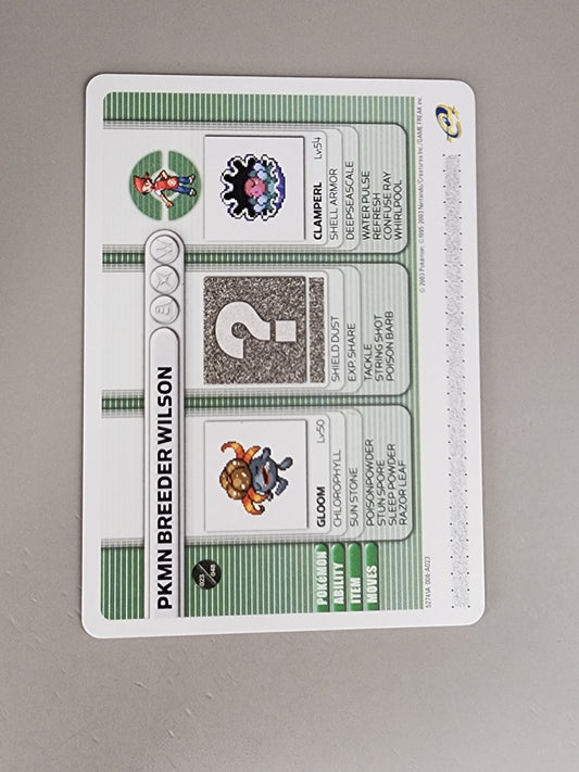 Pkmn Breeder Wilson 2003 Pokémon Game Boy Advance Battle E Reader Card