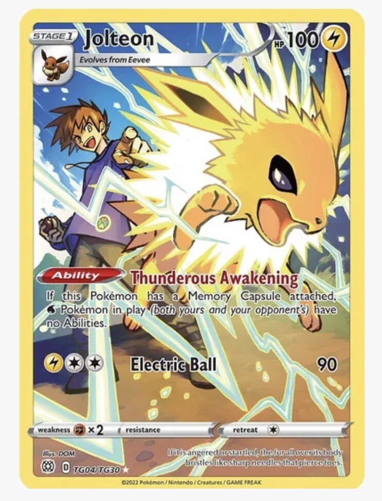 Jolteon TG04/TG30 Swsh09:Brilliant Stars Trainer Gallery Holo Lightly Played (LP