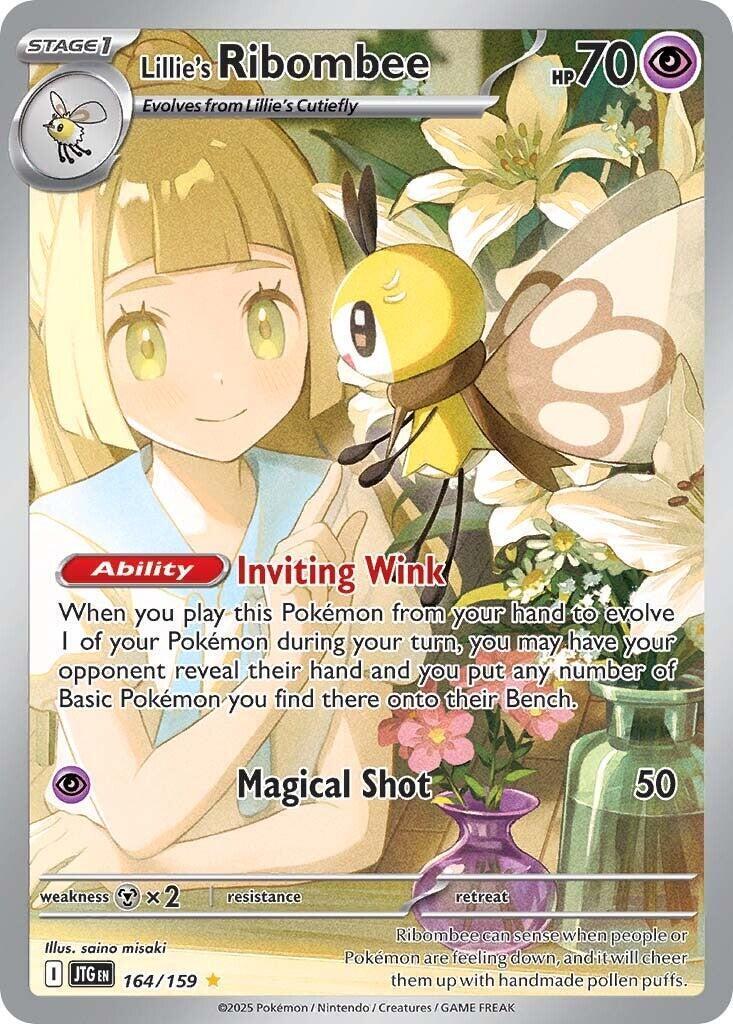 2025 Pokemon: Lillie’s Ribombee 164/159 Journey Together Illustration Rare PSA 8