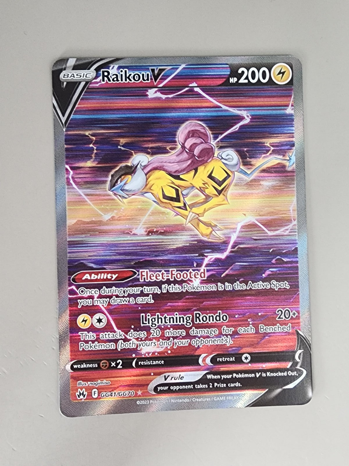 Raikou V GG41/GG70 Crown Zenith: Galarian Gallery Holo NM