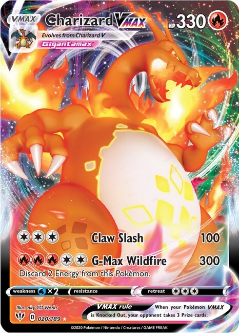 Charizard VMAX 020/189 Swsh03: Darkness Ablaze Holo Near Mint (NM)